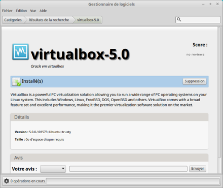 VirtualBox 5.0 installé