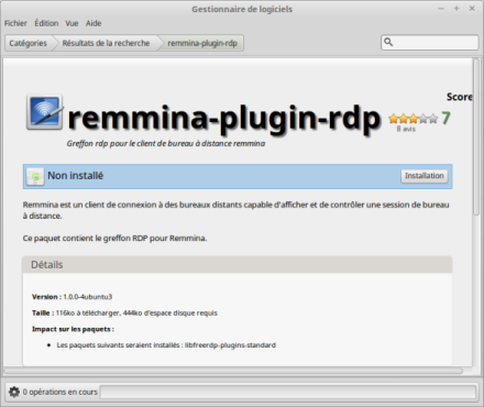 Remmina-plugin-rdp dans le gestionnaire de logiciels