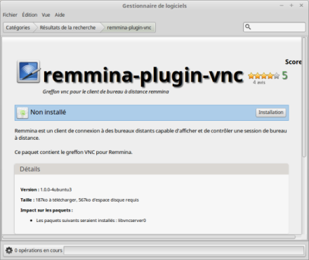 Remmina-plugin-vnc dans le gestionnaire de logiciels